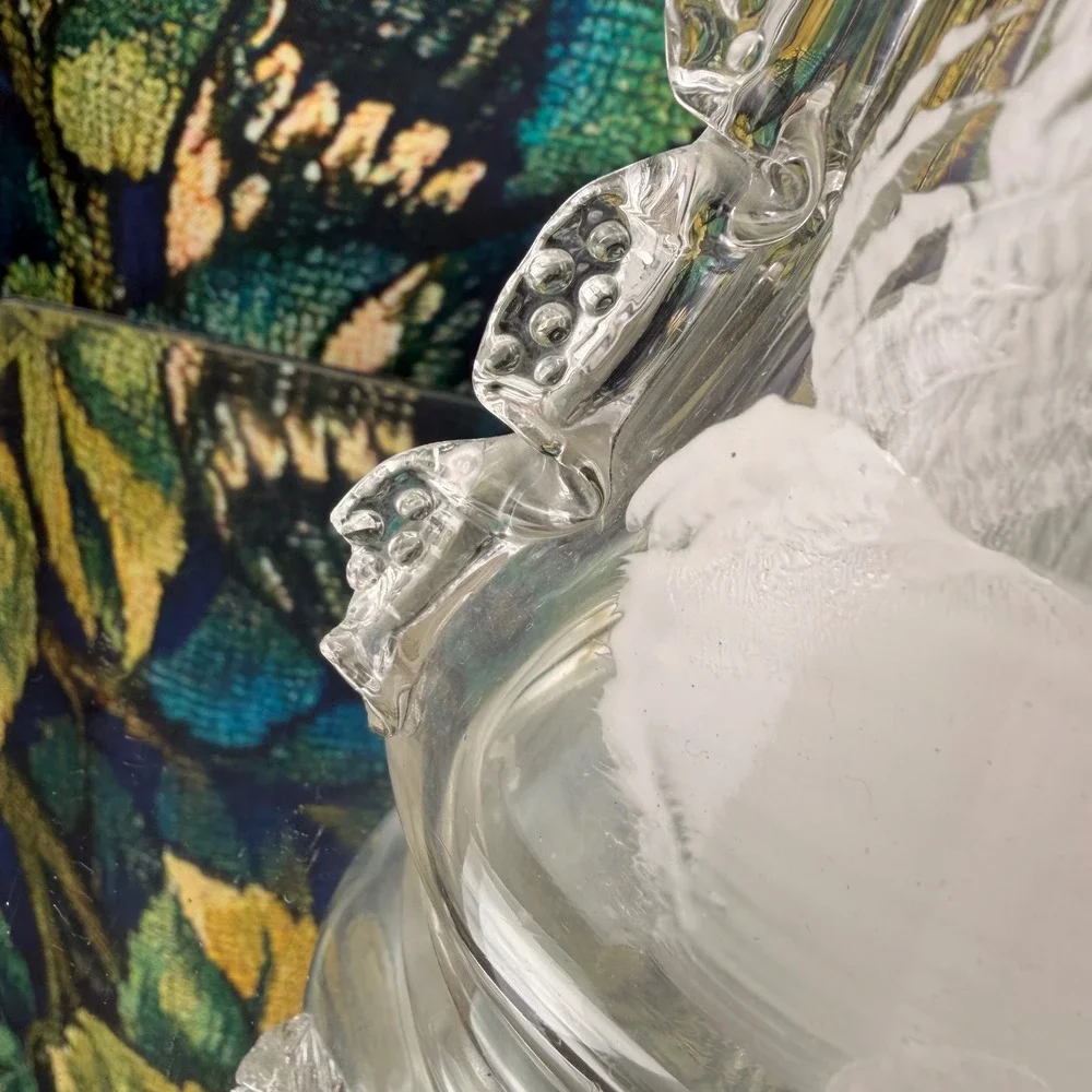 Antique Mary Gregory Style Clear Glass Vase Hand Painted Enamel Girl Rigaree‎ 8